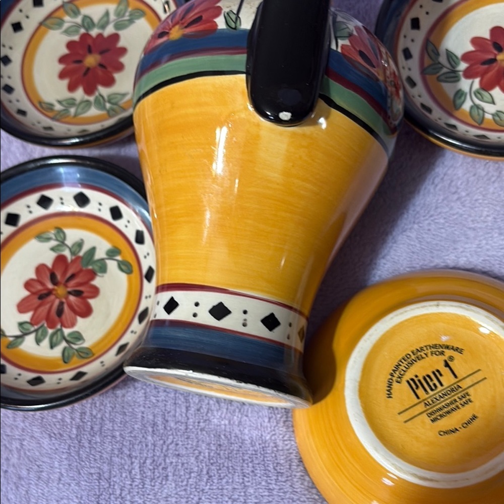 VTG Pier 1 Alexandria
Oil/Vinegar
Earthenware Cruet W/ 4
Dipping Bowls *J - Picture 3 of 7